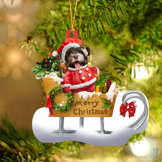 Havanese Sitting On A Cute Sleigh Ornament Flat Acrylic Funny Dog Ornament OO2960
