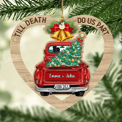 Personalized Couple Red Truck Christmas Ornament Custom Acrylic Couple Ornament for Husband & Wife OO2942