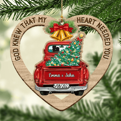 Personalized Couple Red Truck Christmas Ornament Custom Acrylic Couple Ornament for Husband & Wife OO2942