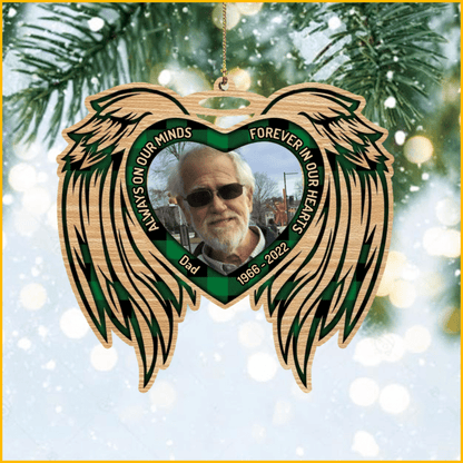 Personalized Memorial Christmas Always On Our Minds Forever In Our Hearts Wood Shape Ornament OO2939