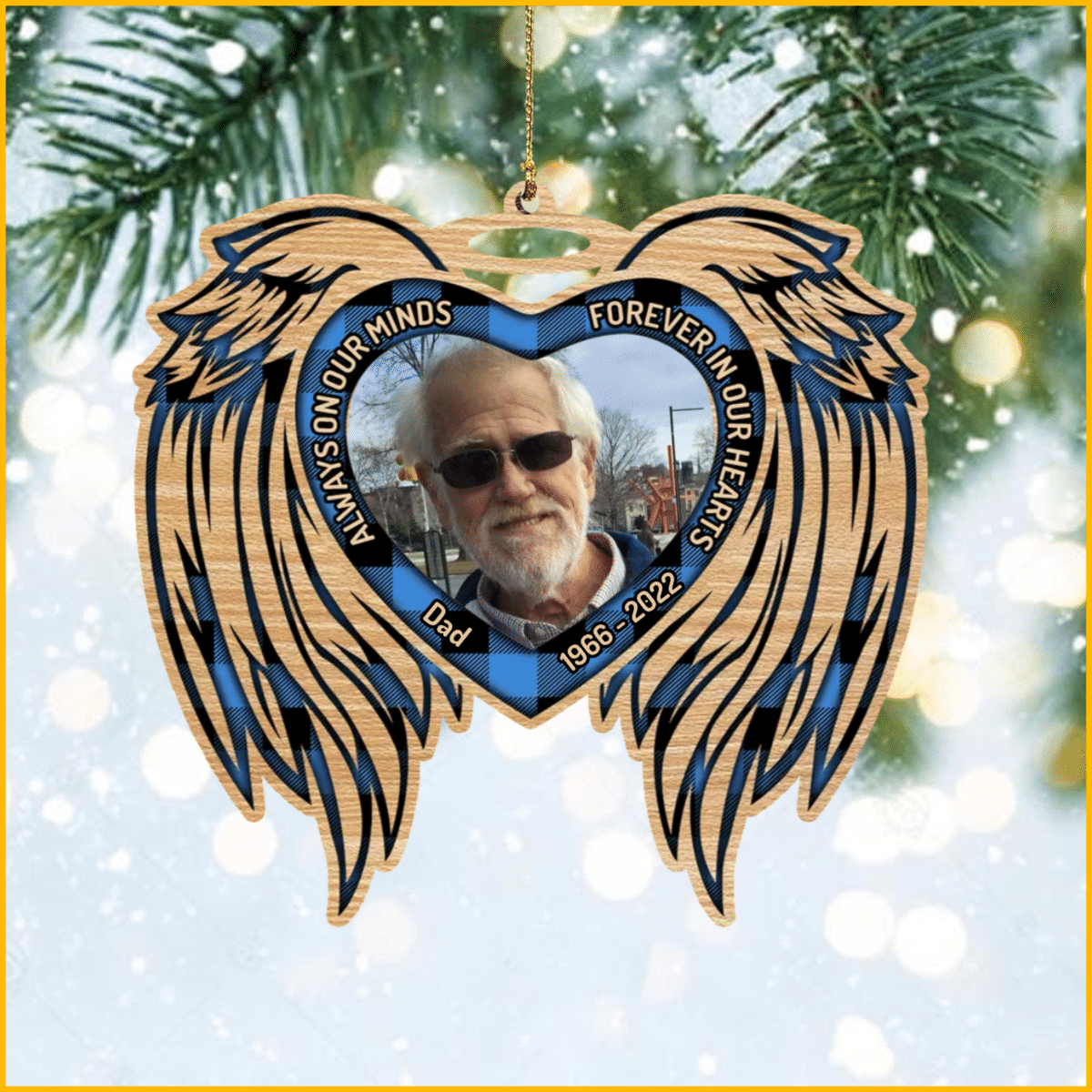 Personalized Memorial Christmas Always On Our Minds Forever In Our Hearts Wood Shape Ornament OO2939