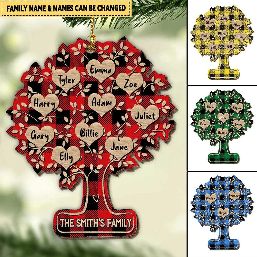Christmas Family Tree of Life Personalized Wood Ornament for Family OO2933