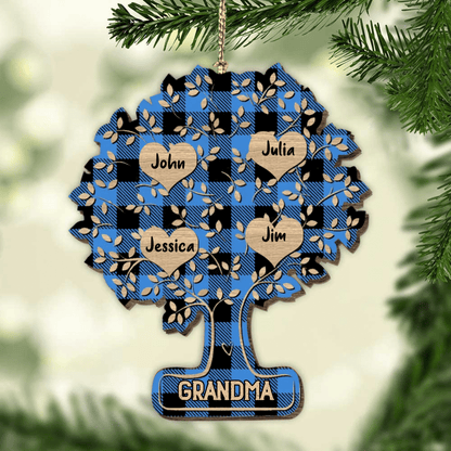 Christmas Family Tree of Life Personalized Wood Ornament for Family OO2933