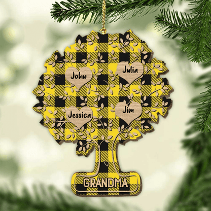 Christmas Family Tree of Life Personalized Wood Ornament for Family OO2933