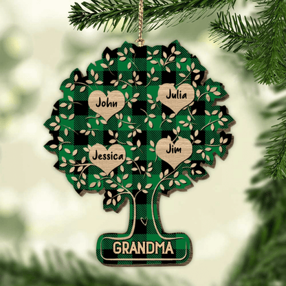 Christmas Family Tree of Life Personalized Wood Ornament for Family OO2933