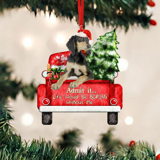Saluki On The Red Truck Acrylic Christmas Ornament OO2904