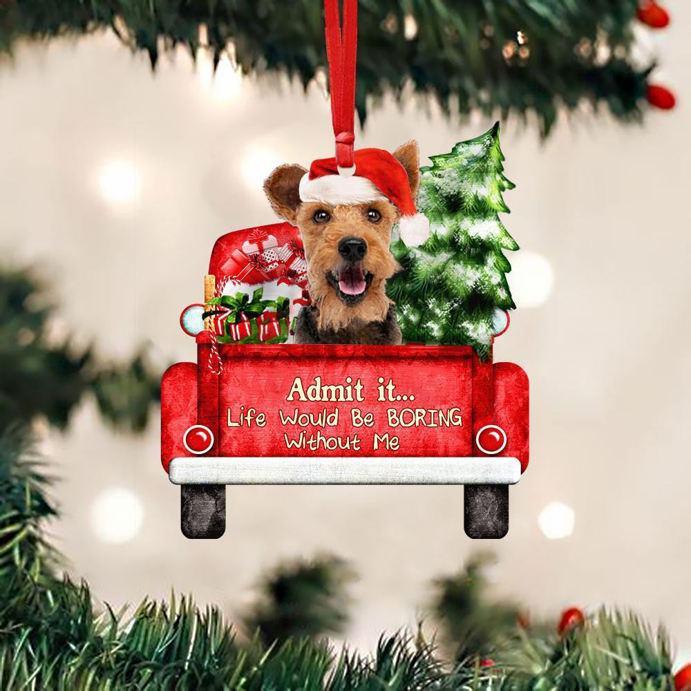 Welsh Terrier On The Red Truck Acrylic Christmas Ornament OO2879