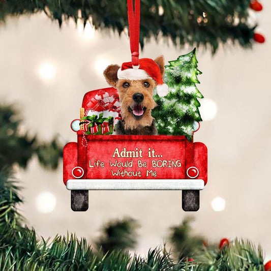 Welsh Terrier On The Red Truck Acrylic Christmas Ornament OO2879
