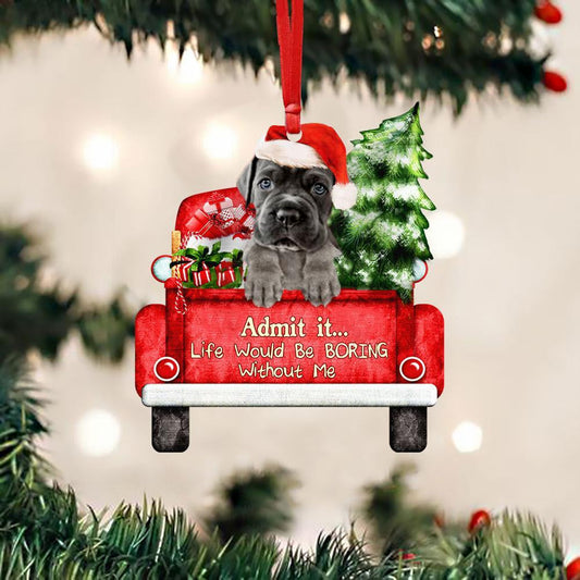 Cane Corso On The Red Truck Acrylic Christmas Ornament OO2899