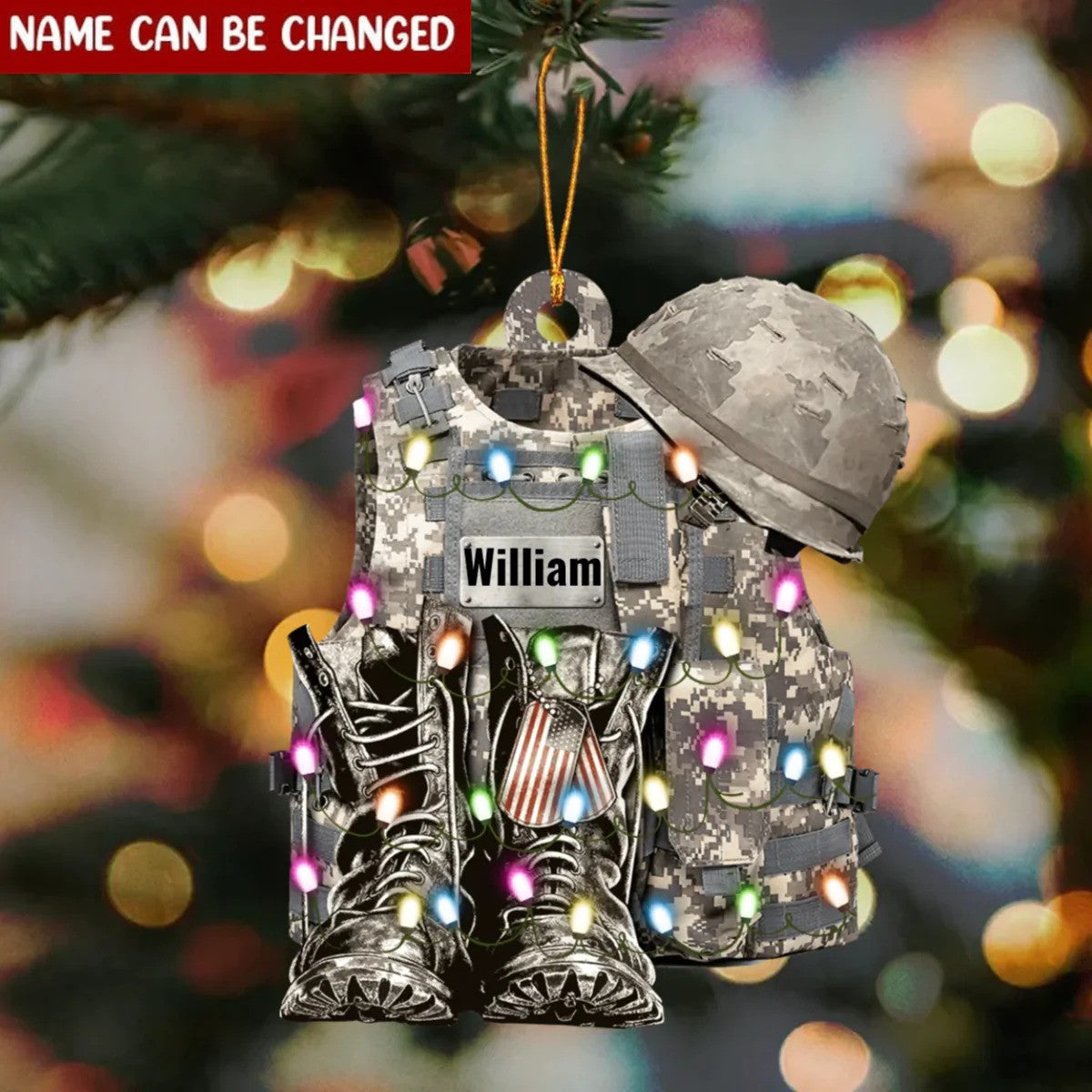 Military Uniform - Boots & Hat - Personalized Christmas Flat Ornament OO2865