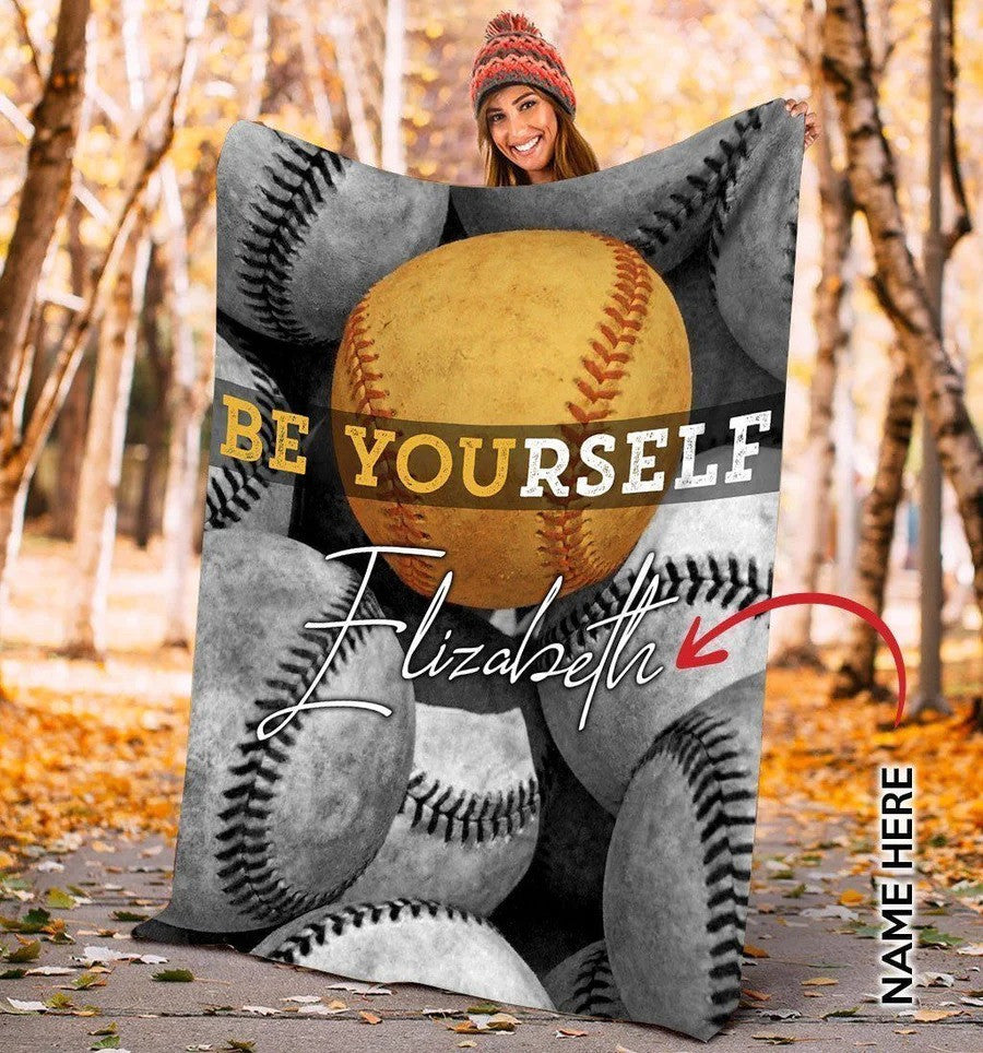 Personalized Name And Number Softball Blanket Gift For Daughter From Mom Dad BD0007