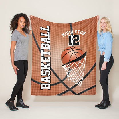 Custom Name Basketball Fleece Blanket for Basketball Players for Son BD0009