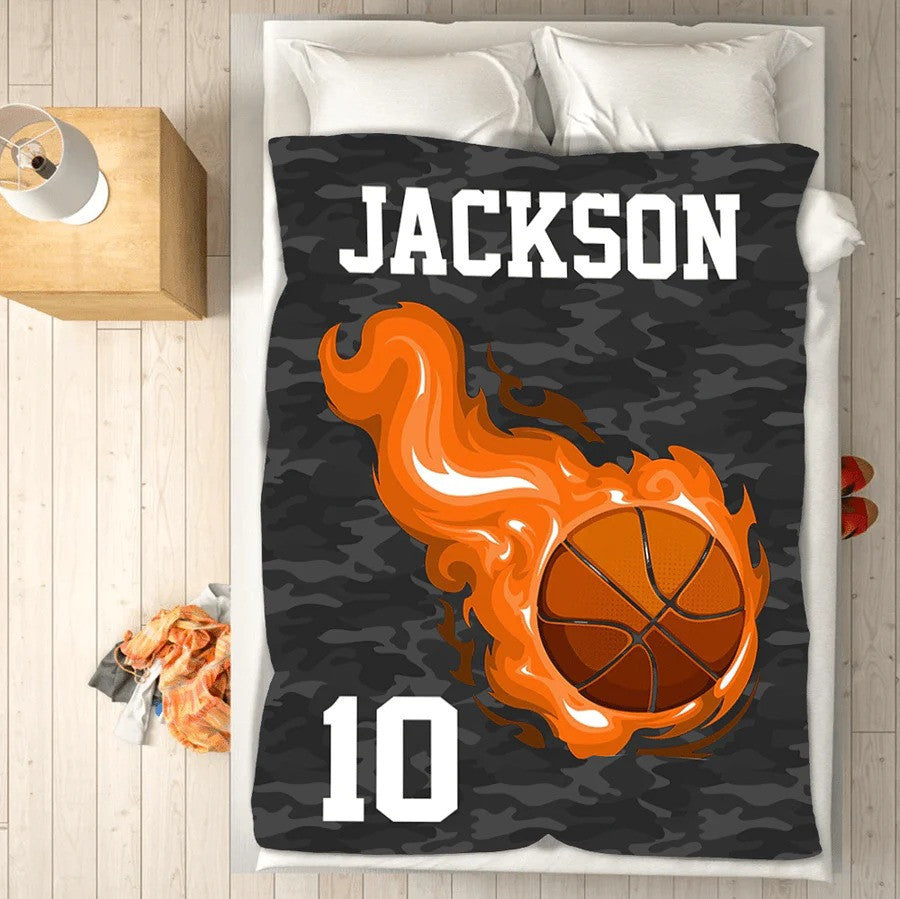 Custom Name Basketball Fleece Blanket for Basketball Players for Son BD0009
