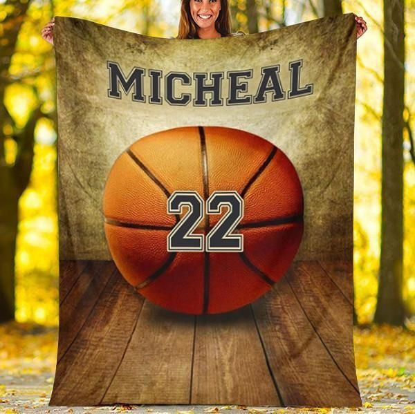 Custom Name Basketball Fleece Blanket for Basketball Players for Son BD0009