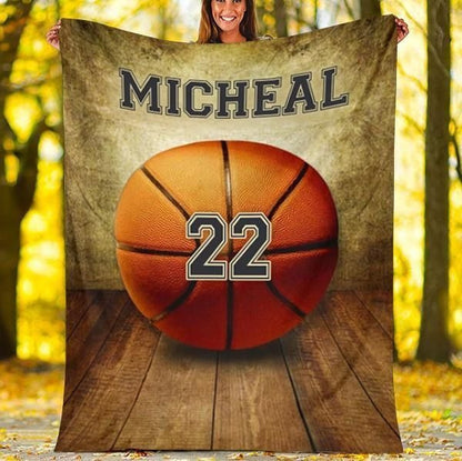 Custom Name Basketball Fleece Blanket for Basketball Players for Son BD0009