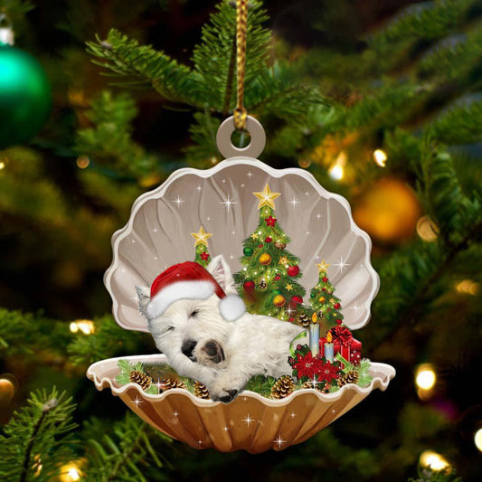 West Highland White Terrier Sleeping in Pearl Dog Christmas Ornament Flat Acrylic OO2799