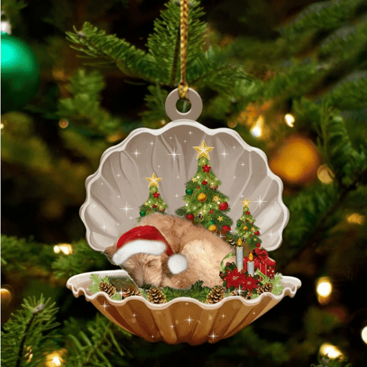 Goldendoodle Sleeping in Pearl Dog Christmas Ornament Flat Acrylic OO2784