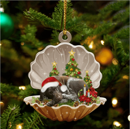 German Shorthaired Pointer3 Sleeping in Pearl Dog Christmas Ornament Flat Acrylic OO2772