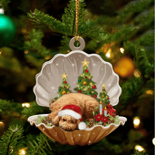 Poodle Sleeping in Pearl Dog Christmas Ornament Flat Acrylic OO2761