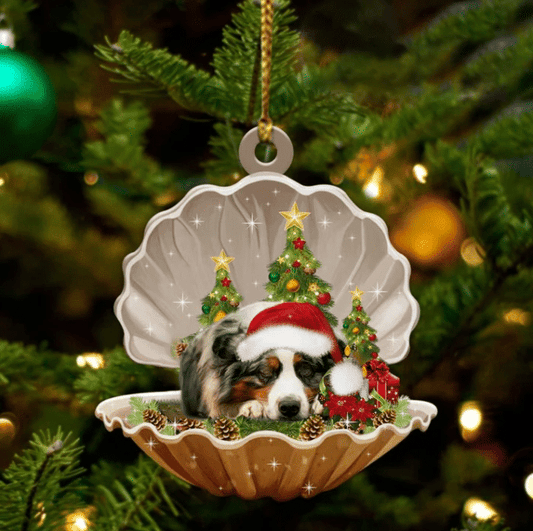 Australian Shepherd3 Sleeping in Pearl Dog Christmas Ornament Flat Acrylic OO2767