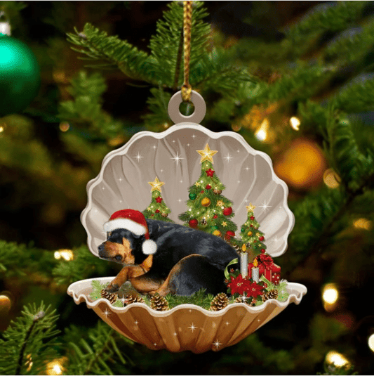 Rottweiler Sleeping in Pearl Dog Christmas Ornament Flat Acrylic OO2768