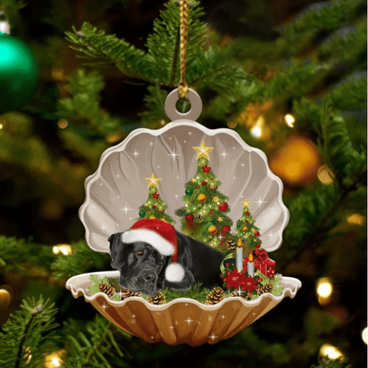 Black Great Dane Sleeping in Pearl Dog Christmas Ornament Flat Acrylic OO2763