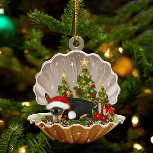 Miniature Pinscher Sleeping in Pearl Dog Christmas Ornament Flat Acrylic OO2756