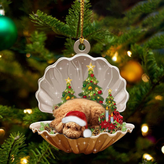 Poodle Sleeping in Pearl Dog Christmas Ornament Flat Acrylic OO2755