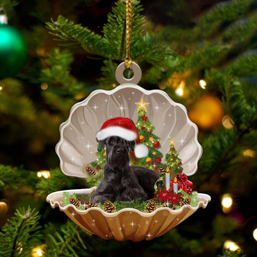 Black Schnauzer Sleeping in Pearl Dog Christmas Ornament Flat Acrylic OO2748