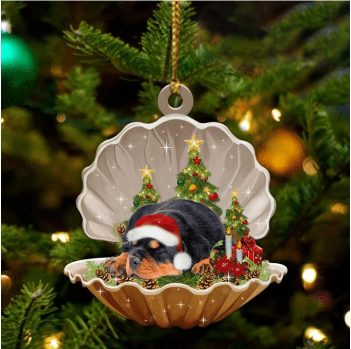 Rottweiler3 Sleeping in Pearl Dog Christmas Ornament Flat Acrylic OO2740