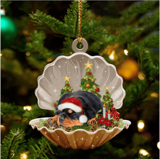 Rottweiler3 Sleeping in Pearl Dog Christmas Ornament Flat Acrylic OO2740
