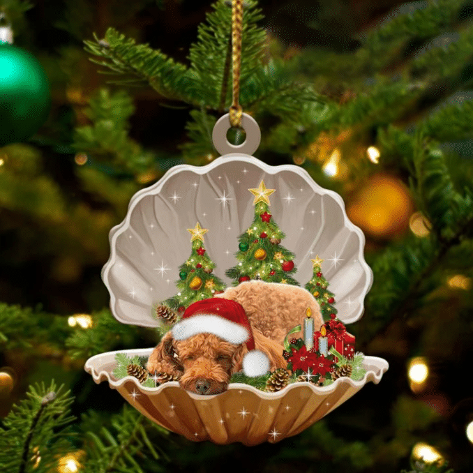 Poodle3 Sleeping in Pearl Dog Christmas Ornament Flat Acrylic OO2735