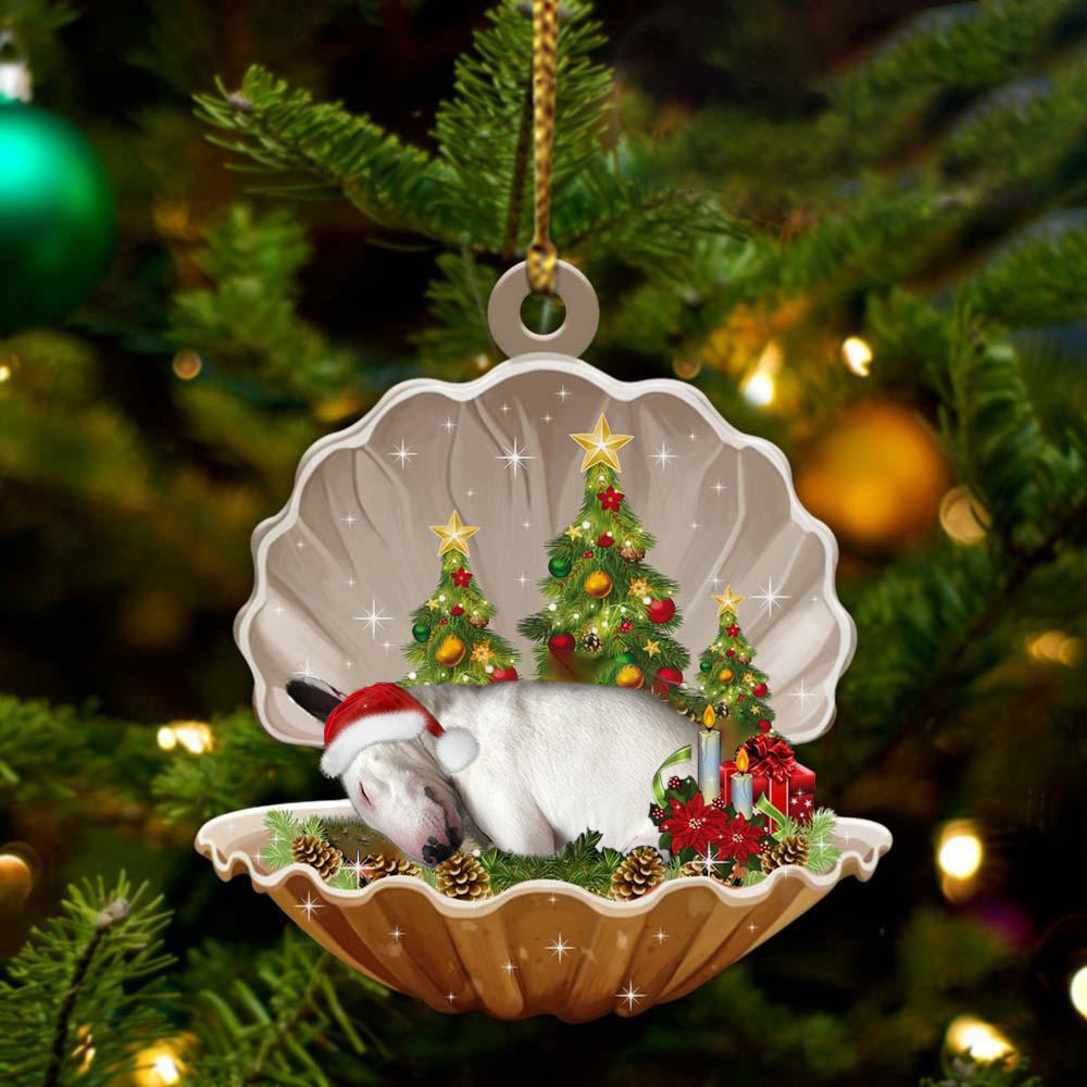 Bull Terrier Sleeping in Pearl Dog Christmas Ornament Flat Acrylic OO2742