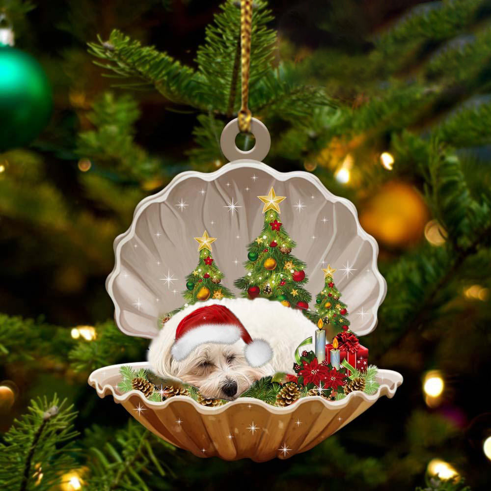 Maltese3 Sleeping in Pearl Dog Christmas Ornament Flat Acrylic OO2726