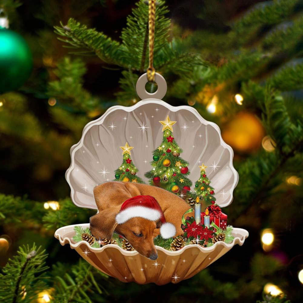 Dachshund Sleeping in Pearl Dog Christmas Ornament Flat Acrylic OO2725