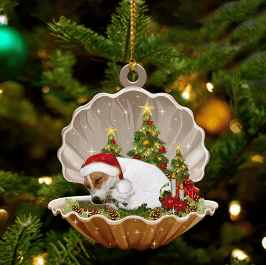 Jack Russell Terrier Sleeping in Pearl Dog Christmas Ornament Flat Acrylic OO2727
