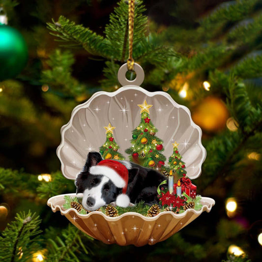 Border Collie Sleeping in Pearl Dog Christmas Ornament Flat Acrylic OO2701