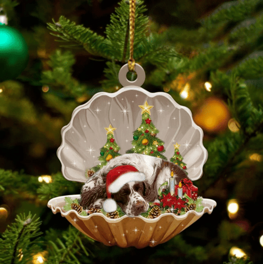 English Springer Spaniel3 Sleeping in Pearl Dog Christmas Ornament Flat Acrylic OO2694