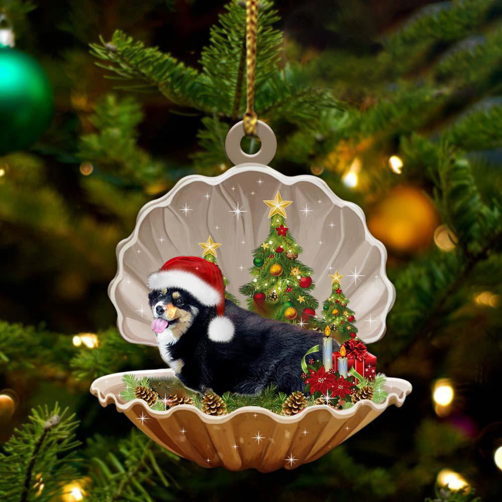Corgi2 Sleeping in Pearl Dog Christmas Ornament Flat Acrylic OO2695