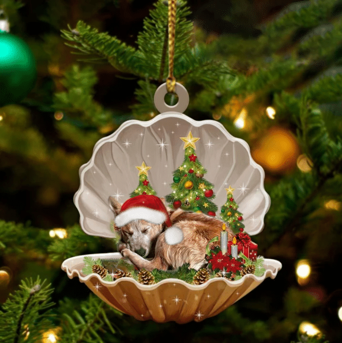 Heeler3 Sleeping in Pearl Dog Christmas Ornament Flat Acrylic OO2678