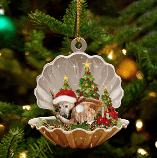 Heeler3 Sleeping in Pearl Dog Christmas Ornament Flat Acrylic OO2678