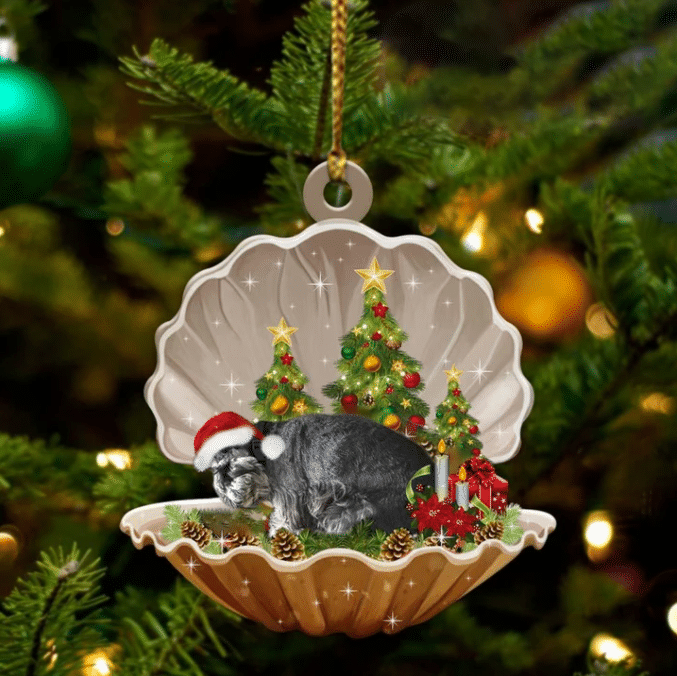 Standard Schnauzer Sleeping in Pearl Dog Christmas Ornament Flat Acrylic OO2690