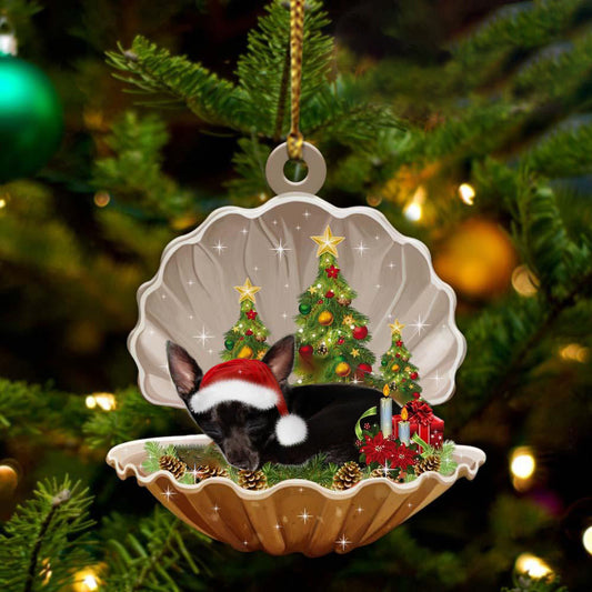 Black Chihuahua Sleeping in Pearl Dog Christmas Ornament Flat Acrylic OO2672