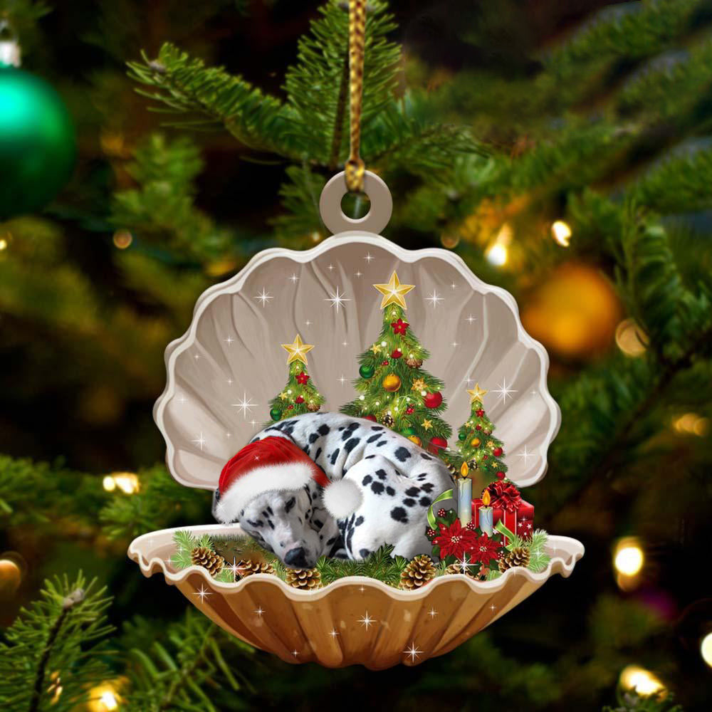 Dalmatian Sleeping in Pearl Dog Christmas Ornament Flat Acrylic OO2681