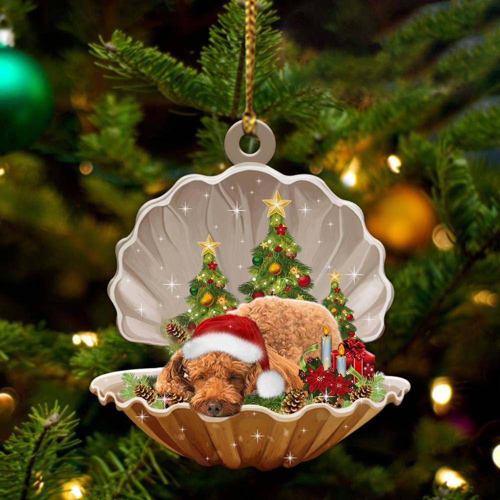 Poodle3 Sleeping in Pearl Dog Christmas Ornament Flat Acrylic OO2670