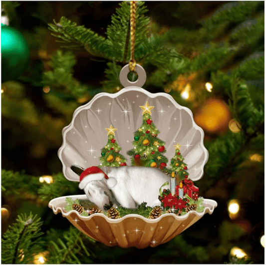 Bull Terrier Sleeping in Pearl Dog Christmas Ornament Flat Acrylic OO2676