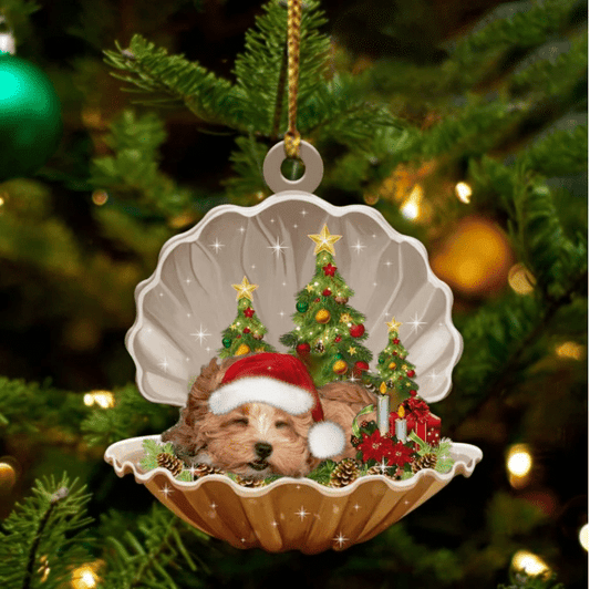 Maltipoo Sleeping in Pearl Dog Christmas Ornament Flat Acrylic OO2662