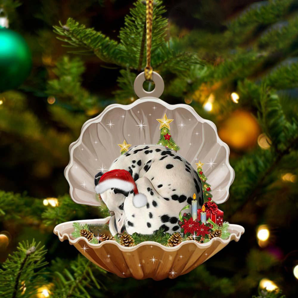Dalmatian3 Sleeping in Pearl Dog Christmas Ornament Flat Acrylic OO2667