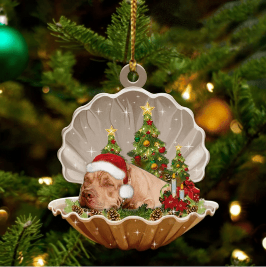 Pitbull Sleeping in Pearl Dog Christmas Ornament Flat Acrylic OO2653