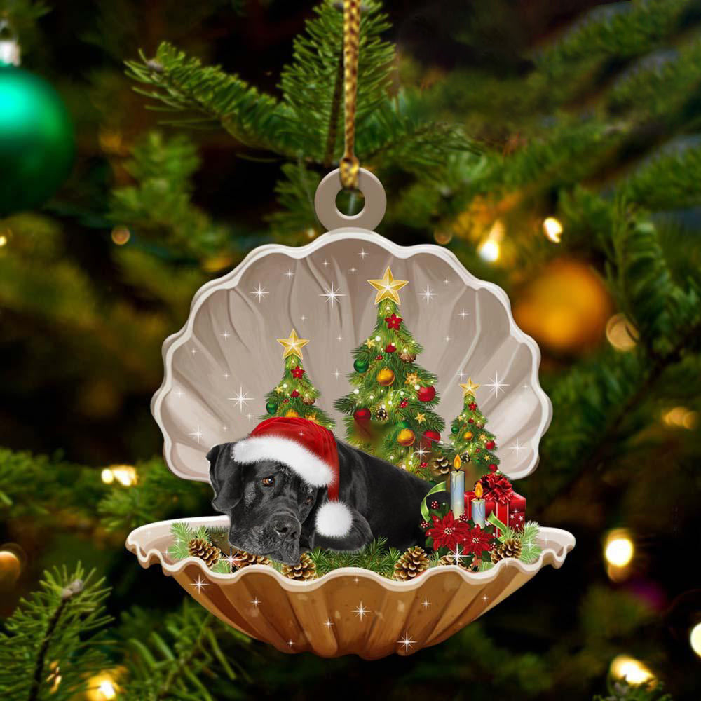 Black Great Dane Sleeping in Pearl Dog Christmas Ornament Flat Acrylic OO2644